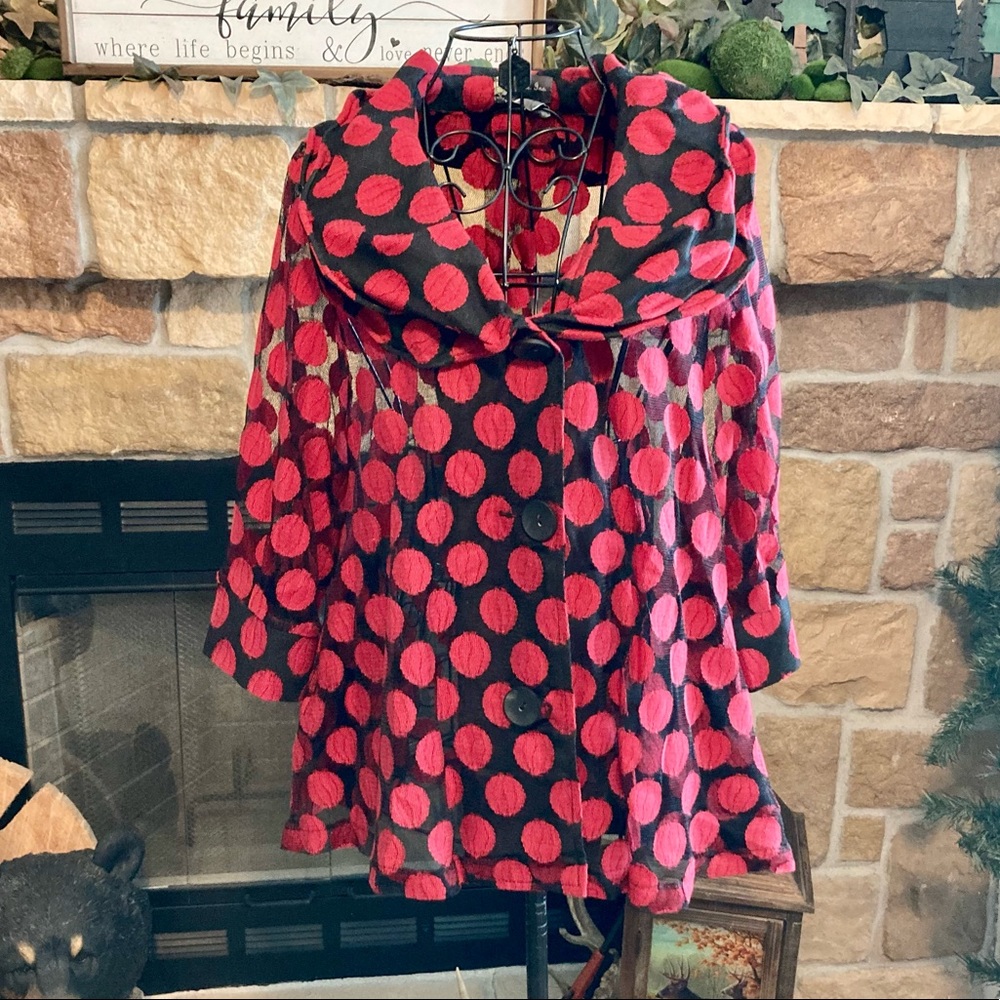 Ladies Black and Red Polka Dot Jacket